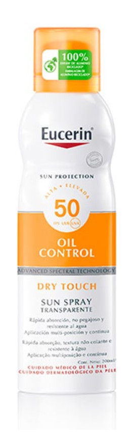 Eucerin Oil Control Dry Touch Spray Transparente SPF50+ 200 ml